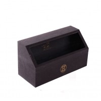 Custom Wholesale  Suede Black Card 4 Compartments Box Packaging Luxury Box For Tea Packaging