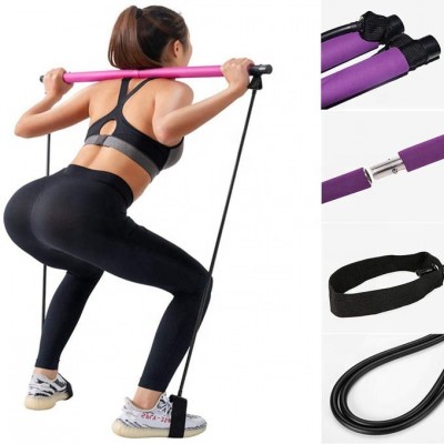 Pilates Resistance Band Bar Fitness Equipment Waist Exercise Chest Expander Arm Strength Yoga Pilates Stick for Bodybuilding