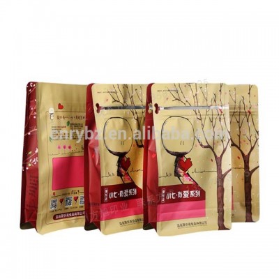 High-end product stand up flat bottom beef jerky packaging bags with zipper