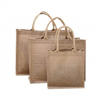 Promotional Biodegradable Tote CustomLogo Personalized Large Natural Hemp Bag Jute Shopping Bag