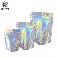 MOQ 500pcs holographic bag mylar bags Stand Up Pouch  zip lock bags