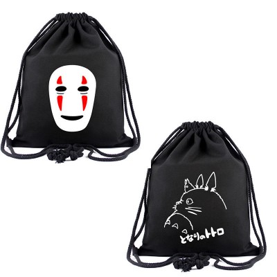 Customized Cheap Backpack For Kids Bag Black Fabric Sports Canvas Draw String Bag